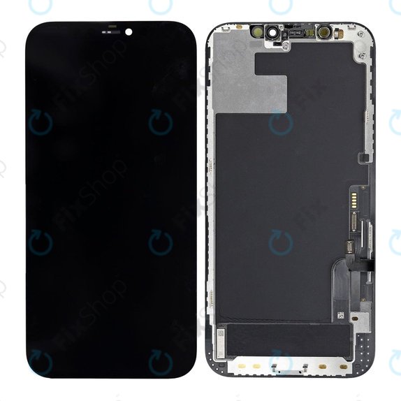 Ecran In-Cell FHD pentru iPhone 12, 12 Pro, Sticlă tactilă cu ramă, FixPremium