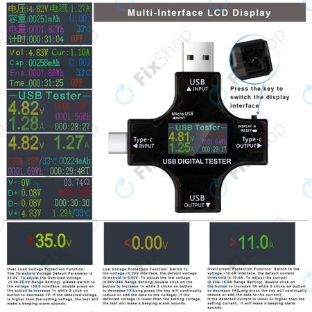 Eversame 2in1 - USB Tester / Multimeter (USB-C a USB 3.0)