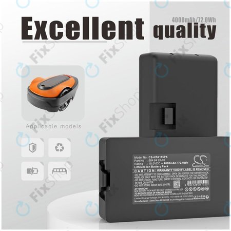 Baterie pentru Flymo Easilife 200, Gardena Automower 310, Husqvarna Automower 315X, 4000mAh, Li-Ion, 18.0V, 584 84 28-02, HQ