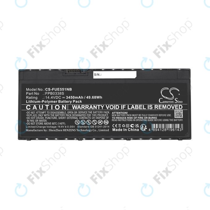 Baterie pentru Fujitsu Lifebook E4411, E448, E458, 3450mAh, Li-Pol, 14.4V, FPB0338S, HQ