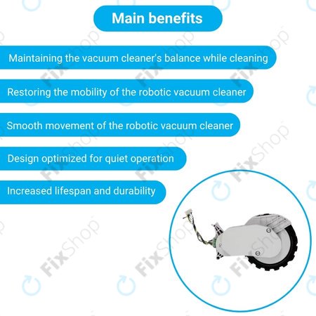 Xiaomi Robot Vacuum X20, S10, Dreame X30, X20, X10 Pro - Roată cu Motor (Stânga) (Alb)