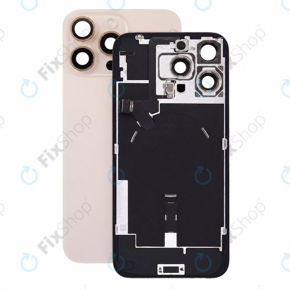 Sticlă carcasă spate pentru iPhone 16 Pro Max, Desert Titanium, Pulled A