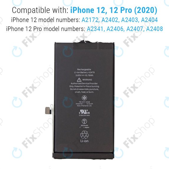 Baterie pentru iPhone 12, 12 Pro, 2815mAh
