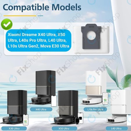 Xiaomi Dreame X40 Ultra, X50 Ultra, L40s Pro Ultra, L40 Ultra, L10s Ultra Gen2, Mova E30 Ultra, Mova V50 Ultra, P60 - Sac de praf