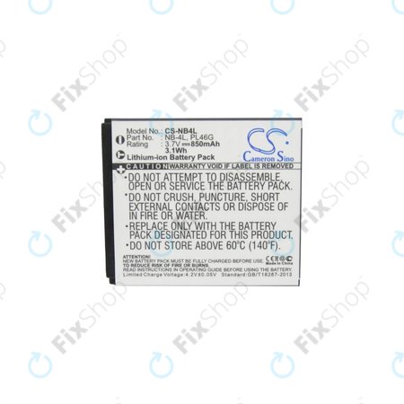 Canon Ixus, IXY, i7 Zoom, L3, L4, Legria Mini, PowerShot, TX1 - Baterie NB-4L Li-Ion 850mAh HQ