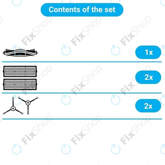 Set de piese de schimb pentru Xiaomi Mi Robot Vacuum Mop (Mijia 1C), 2 (Mijia 2C) 2 Pro+ (Mijia 1T) (1x Perie principală, 2x Filter, 2x Perie laterală)