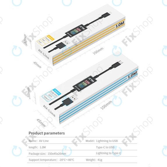 AV-Line - Cablu de Incărcare cu Detectare Inteligentă (Lighting - USB-C)