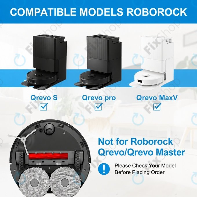 Set de piese de schimb pentru Roborock Qrevo MaxV, Pro, S (1x Perie principală, 2x Filter, 2x Perie laterală)
