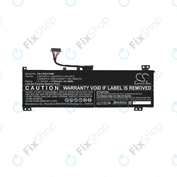 Baterie pentru Lenovo IdeaPad Gaming 3, 3750mAh, Li-Pol, 11.52V, L20C3PC2, HQ