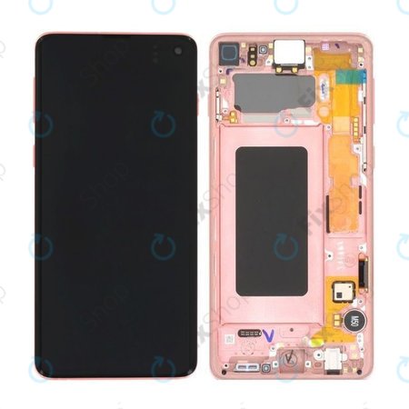 Samsung Galaxy S10 G973F - Ecran LCD + Sticlă Tactilă + Ramă (Pink Gold) - GH82-18850D Genuine Service Pack