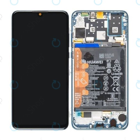 Huawei P30 Lite - Ecran LCD + Sticlă Tactilă + Ramă + Baterie (Peacock Blue) - 02352RQA Genuine Service Pack