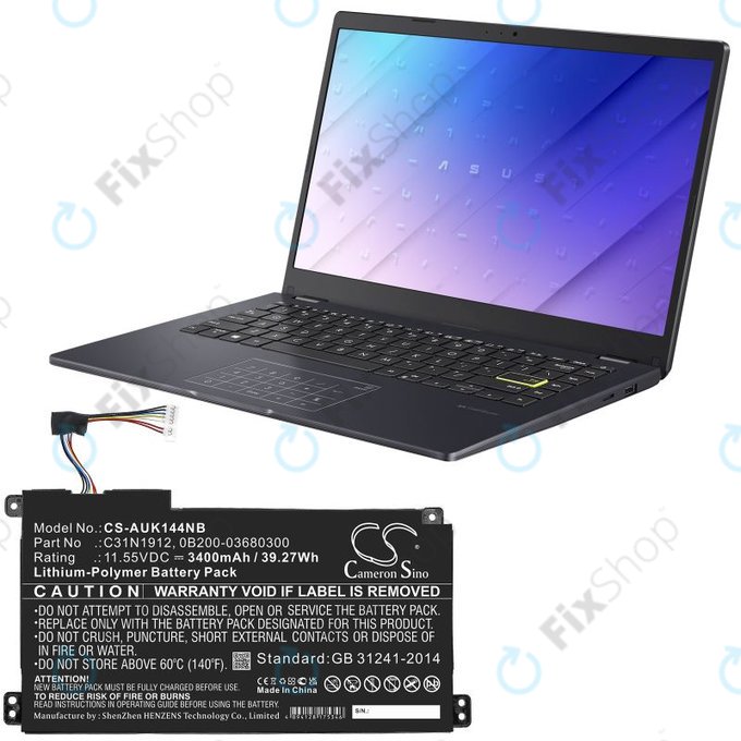 Baterie pentru Asus Vivobook 14, E510, 3400mAh, Li-Pol, 11.55V, C31N1912, HQ