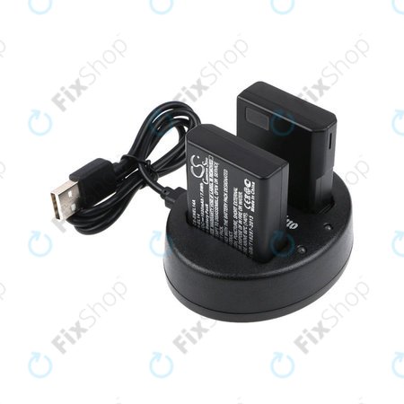 2 baterii cu încărcător pentruNikon Coolpix P7000, P7700, D3100, D3200, D5100, 1030mAh, Li-Ion, 7.4V, EN-EL14, HQ