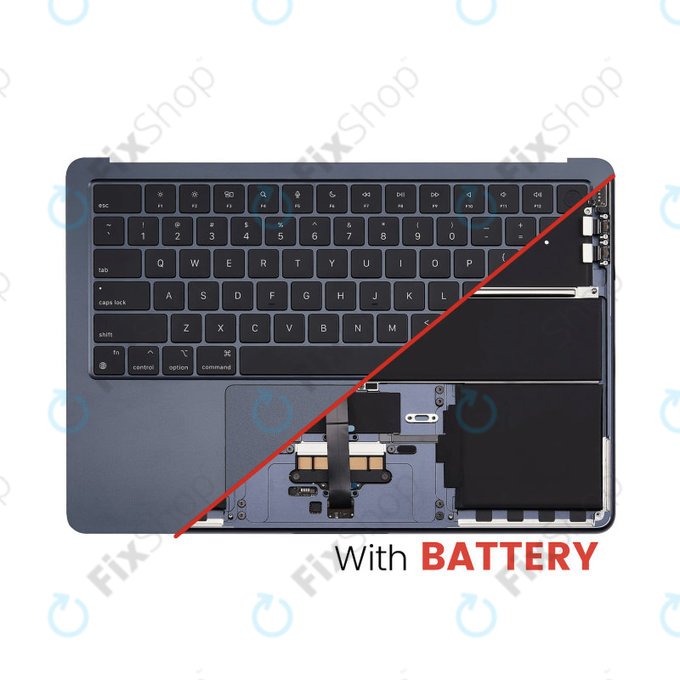 Ramă superioară tastatură pentru MacBook Air 13", A3113 (2024), cu tastatură US și baterie, Midnight, 661-40230, Genuine Apple