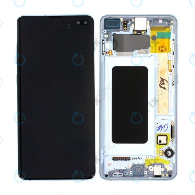Samsung Galaxy S10 Plus G975F - Ecran LCD + Sticlă Tactilă + Ramă (Prism Blue) - GH82-18849C, GH82-18834C Genuine Service Pack