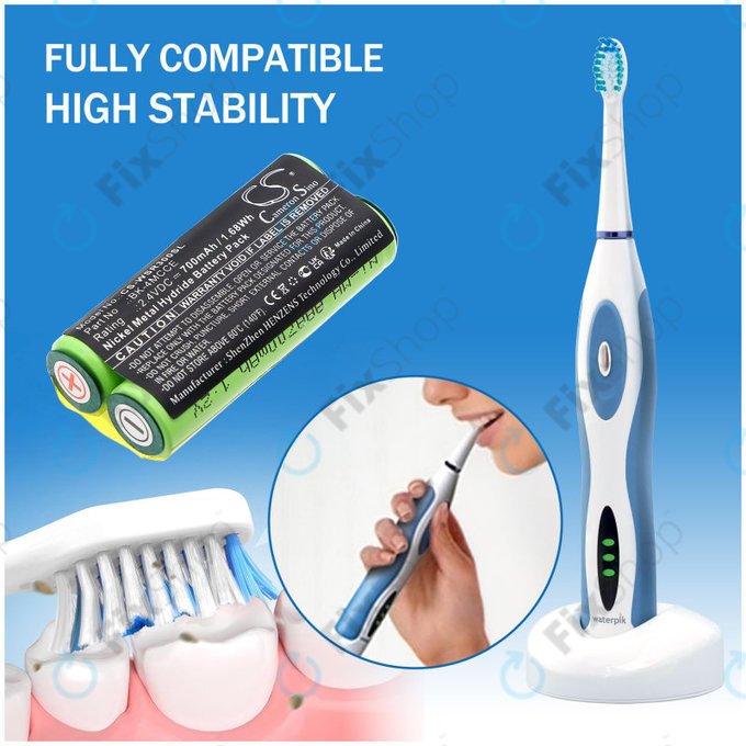Baterie pentru Waterpik 900 Sonic Toothbrush, Sensonic Plus Sr-3000, 700mAh, Ni-MH, 2.4V, BK-4MCCE, HQ