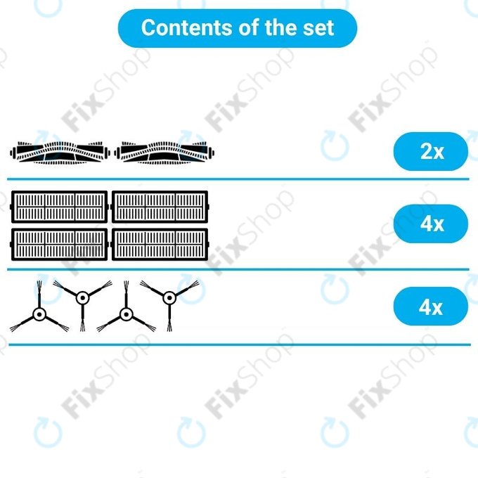 Set de piese de schimb pentru Xiaomi Robot Vacuum X10 (2x Perii principale, 4x Filtre, 4x Perii laterale)