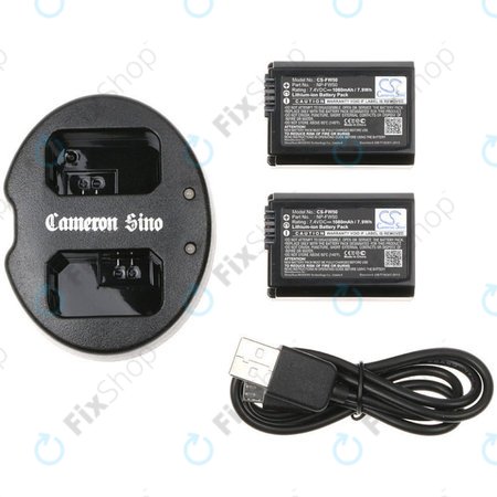 2 baterii cu încărcător pentruSony NEX-5, Alpha 7, NEX-7, 1030mAh, Li-Ion, 7.4V, NP-FW50, HQ