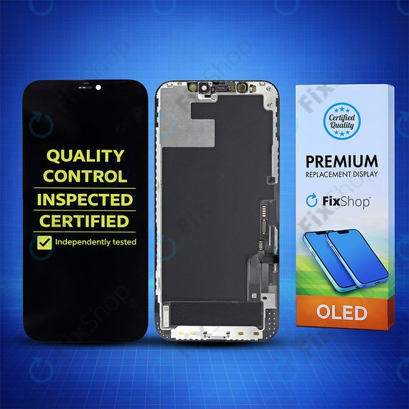 Ecran Hard OLED pentru iPhone 12, 12 Pro, Sticlă tactilă cu ramă, FixPremium