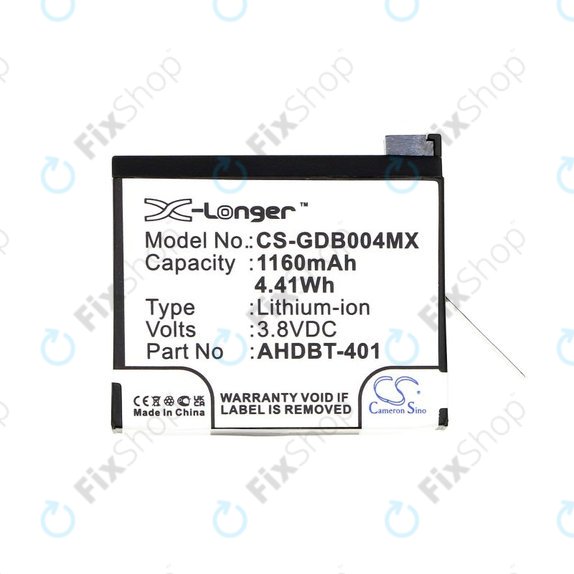 Baterie pentru GoPro Hero 4, 1160mAh, Li-Ion, 3.8V, AHDBT-401, HQ