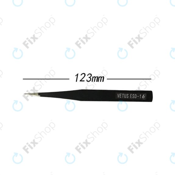 Vetus ESD-16 - Pensetă metalică antistatică cu vârf ascuțit (128mm)