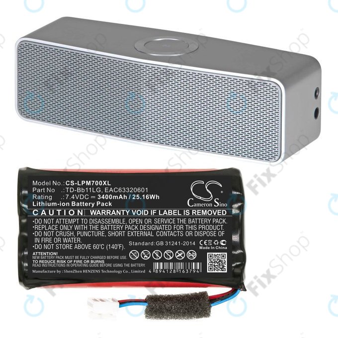Baterie pentru LG Music Flow P7, Xboom Go PK7, 3400mAh, Li-Ion, 7.4V, TD-Bb11LG, HQ