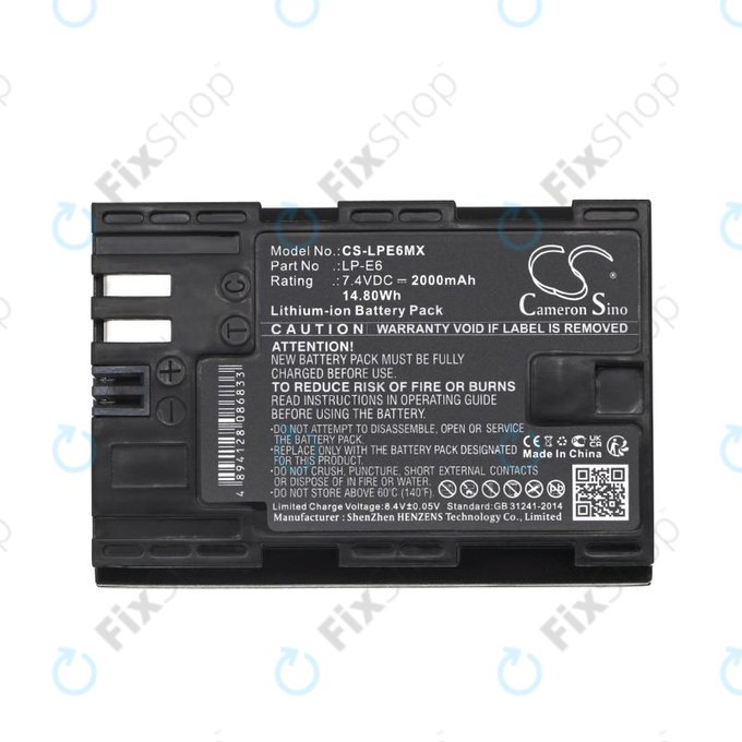 Baterie pentru Canon EOS 5D Mark II, EOS 7D, EOS 70D, 2000mAh, Li-Ion, 7.4V, LP-E6, HQ