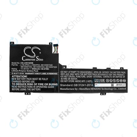 Baterie pentru Lenovo Yoga S740 14, IdeaPad S740-14IIL, 3950mAh, Li-Pol, 15.36V, L19L4PD2, HQ