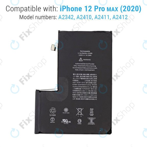 Baterie pentru iPhone 12 Pro Max, 3687mAh, A2466, Service Pack