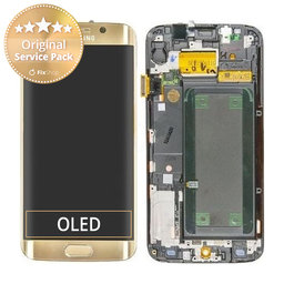 Samsung Galaxy S6 Edge G925F - Ecran LCD + Sticlă Tactilă + Ramă (Gold Platinum) - GH97-17162C, GH97-17317C, GH97-17334C Genuine Service Pack
