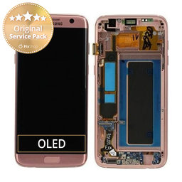 Samsung Galaxy S7 Edge G935F - Ecran LCD + Sticlă Tactilă + Ramă (Pink Gold) - GH97-18533E, GH97-18594E, GH97-18767E Genuine Service Pack