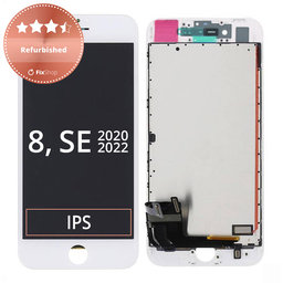 Apple iPhone 8, SE (2020), SE (2022) - Ecran LCD + Sticlă Tactilă + Ramă (White) Refurbished