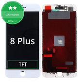 Ecran pentru iPhone 8 Plus, White, Sticlă tactilă cu ramă