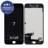 Ecran In-Cell pentru iPhone 7, Black, Sticlă tactilă cu ramă, FixPremium