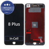 Ecran In-Cell pentru iPhone 8 Plus, Black, Sticlă tactilă cu ramă, FixPremium