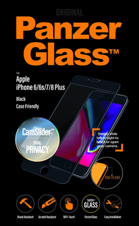 PanzerGlass - Sticlă întârită Privacy CamSlider pentru iPhone 8/7/6s/6 Plus, neagră