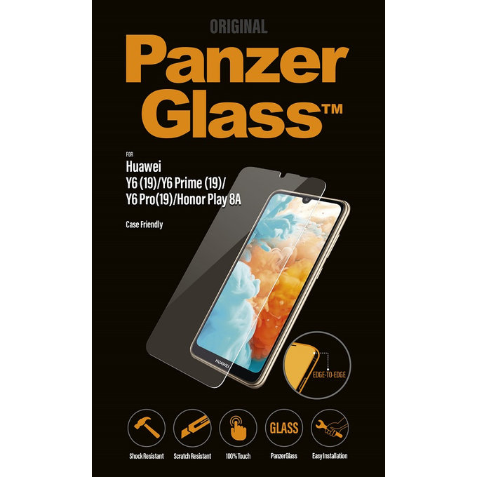 PanzerGlass - Geam Securizat Case Friendly pentru Huawei Y6, Y6 Pro, Y6 Prime 2019, Honor Play 8A, transparent