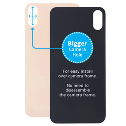 Apple iPhone XS Max - Sticlă Carcasă Spate cu Orificiu Mărit pentru Cameră (Gold)