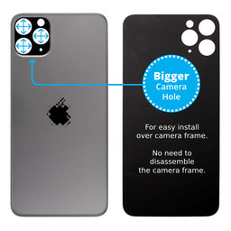 Apple iPhone 11 Pro - Sticlă Carcasă Spate cu Orificiu Mărit pentru Cameră (Space Gray)