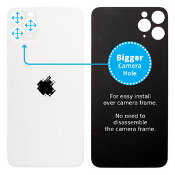 Apple iPhone 11 Pro Max - Sticlă Carcasă Spate cu Orificiu Mărit pentru Cameră (Silver)