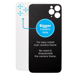 Apple iPhone 11 Pro Max - Sticlă Carcasă Spate cu Orificiu Mărit pentru Cameră (Silver)