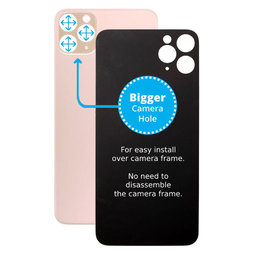 Apple iPhone 11 Pro Max - Sticlă Carcasă Spate cu Orificiu Mărit pentru Cameră (Gold)