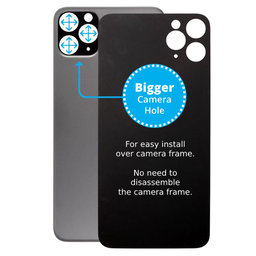 Apple iPhone 11 Pro Max - Sticlă Carcasă Spate cu Orificiu Mărit pentru Cameră (Space Gray)
