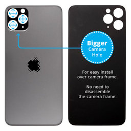Apple iPhone 11 Pro Max - Sticlă Carcasă Spate cu Orificiu Mărit pentru Cameră (Space Gray)