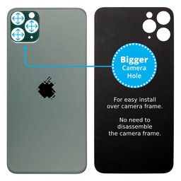 Apple iPhone 11 Pro Max - Sticlă Carcasă Spate cu Orificiu Mărit pentru Cameră (Green)