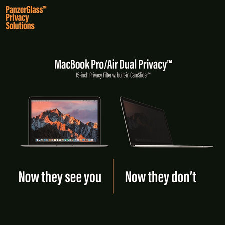 PanzerGlass - Sticlă întârită Dual Privacy pentru MacBook Pro 15 ", neagră