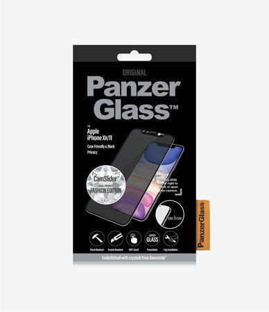 PanzerGlass - Geam Securizat Privacy Case Friendly CamSlider Swarovski pentru iPhone XR ?i 11, black