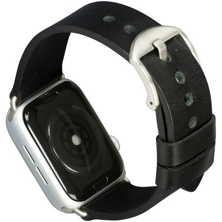 MODE - Brățară piele Bornholm pentru Apple Watch 44 mm, negru/argintiu