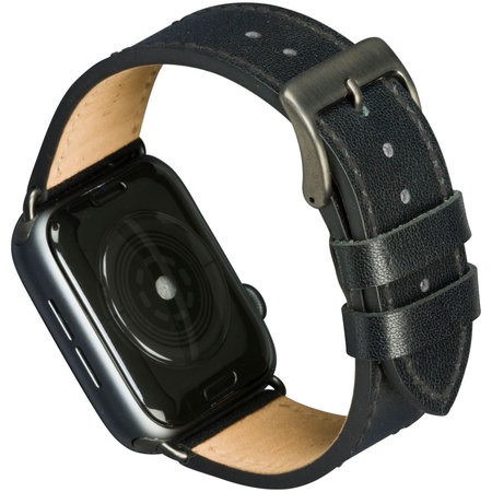 MODE - Brățară piele Copenhaga pentru Apple Watch 44 mm, negru/gri spațial