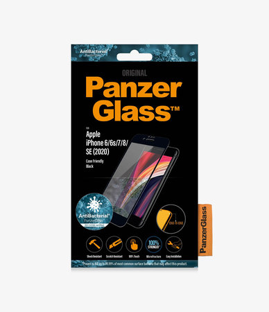 PanzerGlass - Geam Securizat Case Friendly AB pentru iPhone 6, 6s, 7, 8, SE 2020 & SE 2022, negru